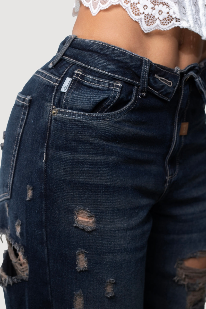 Women's Ripped Laundry Casual Wide Leg Jeans
