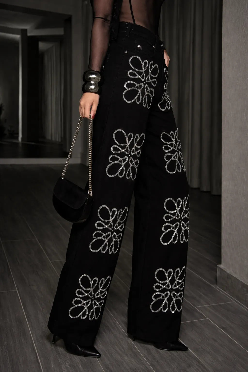 Women's Rhinestone Pattern Casual Fashion Jeans