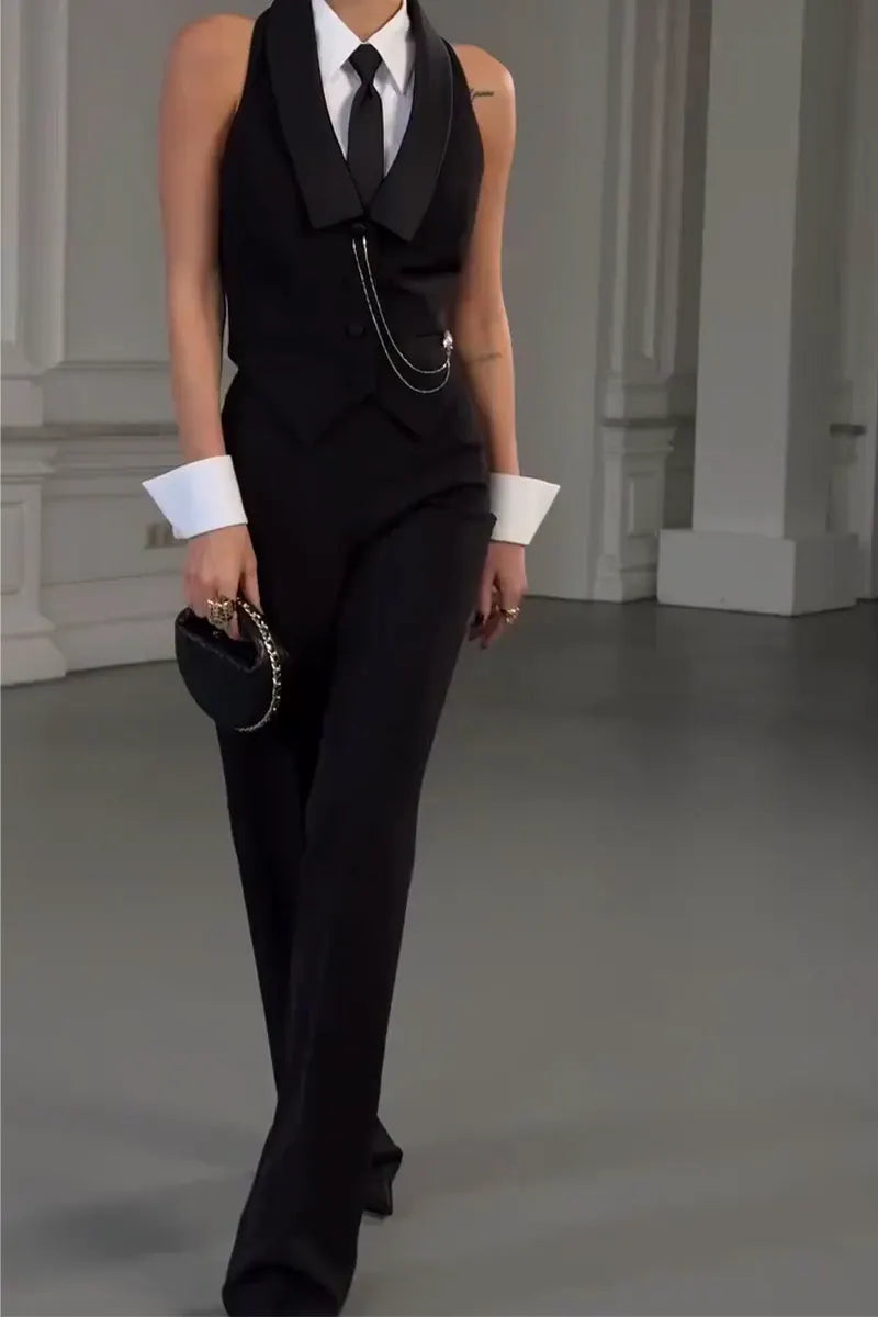 Womens Collar Top+ Pants Temperament Formal Suit
