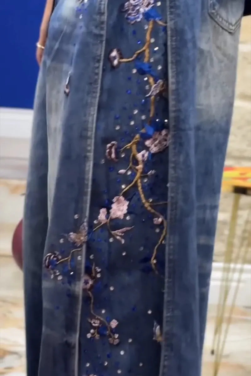 Women's Fashion V-Neck Rhinestone Blazer or Embroidered Jeans