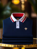 Men's Business Casual Logo Button Short Sleeve Polo Shirt