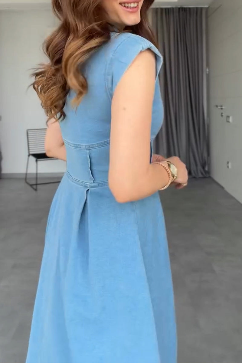 Women's Elegant Simple Zipper Denim Dress
