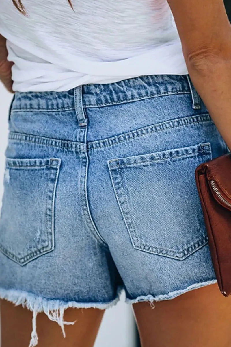 Ladies' Denim Twill Cotton Vacation Street Casual Shorts