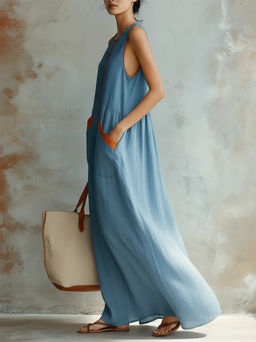 Cozy & Lightweight Contrast Trim Denim Dress
