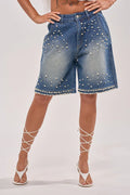Women's Full Rhinestone Pearl Embellished Jeans
