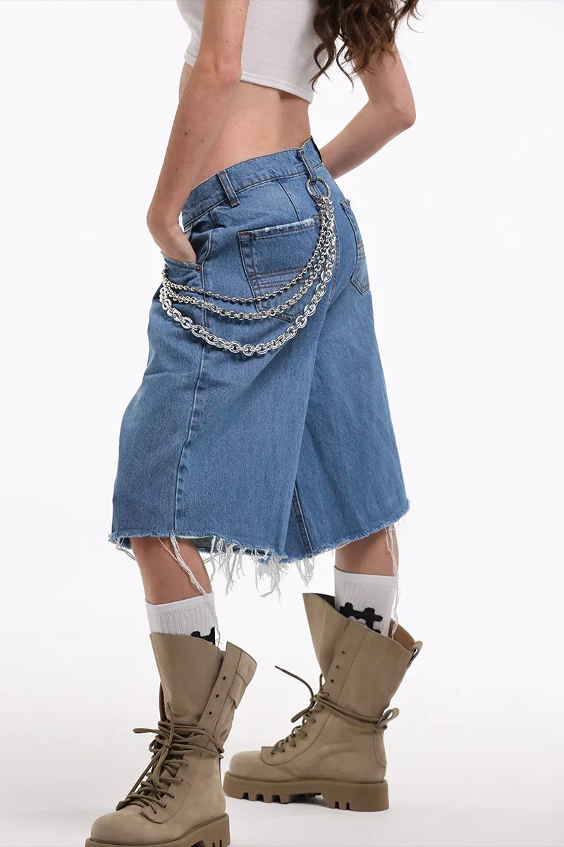Women's Fashion Layered Asymmetric Cropped Jeans
