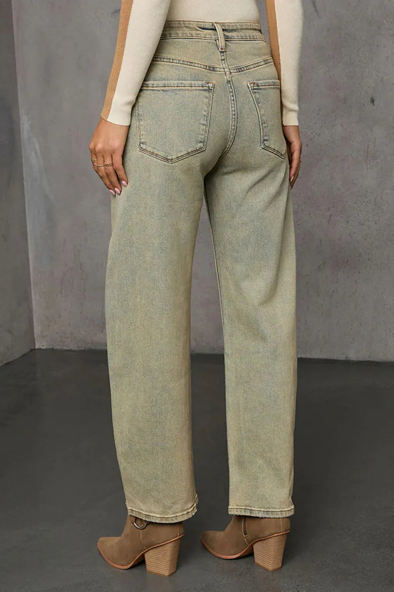 High Street Straight Leg Stretch Jeans For Women