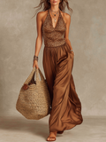 Sleek Halter Leopard Maxi Dress