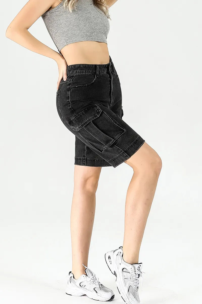 Women's Street Straight Leg Washed Denim Shorts