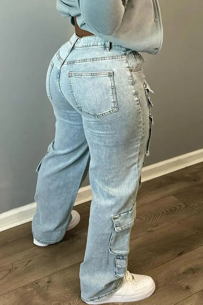 Women‘s High Street Washed Straight Leg Jeans
