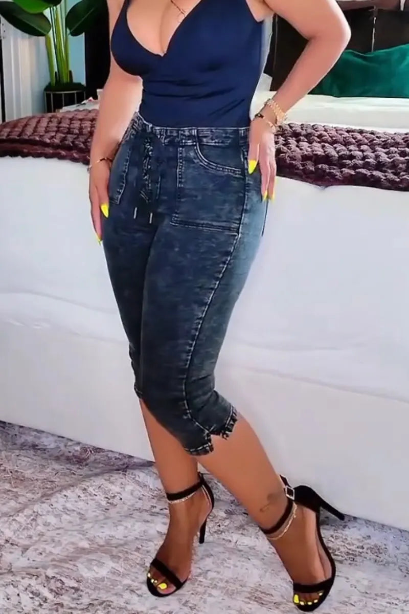 Women's Casual Denim Cropped Pants