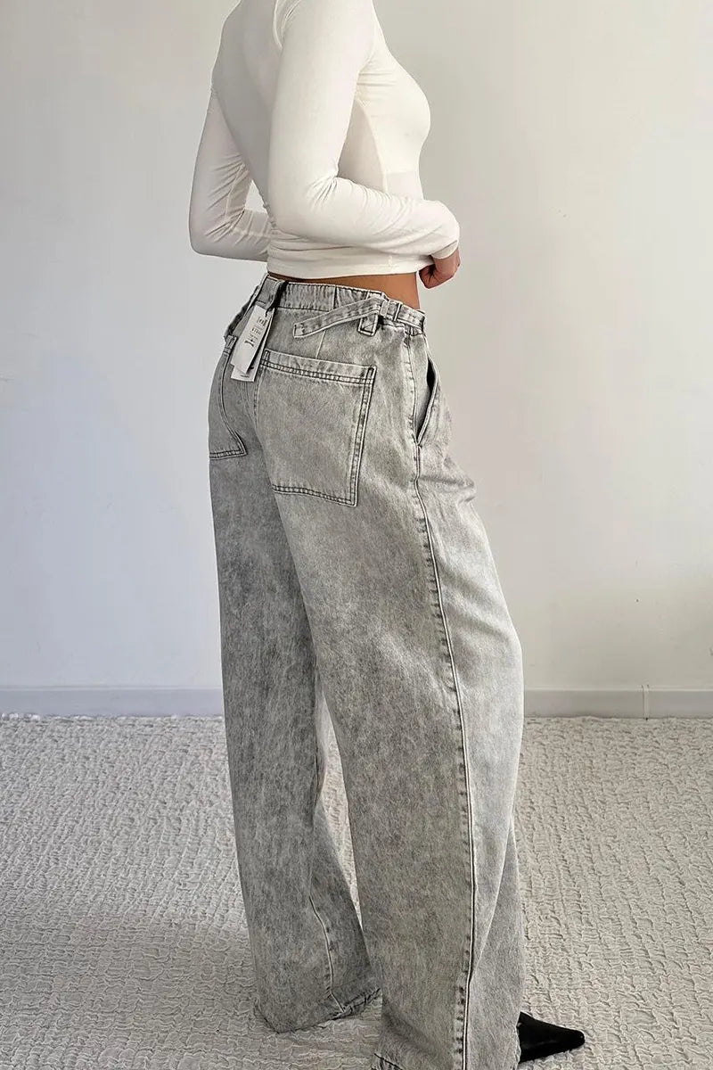 Ladies Low Rise Baggy Jeans With Dropped Waist