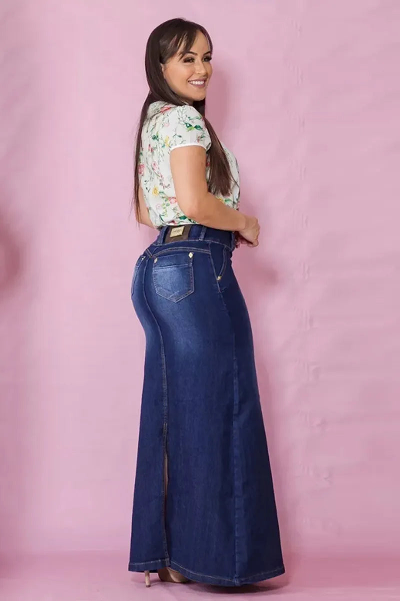 Women's Vibe Butt-Lifting Tailored Mermaid Denim Skirt