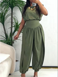 Women's Casual Cotton Vest And Denim Jumpsuit