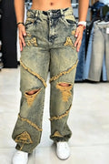Women's Casual Distressed Ripped Washed Jeans