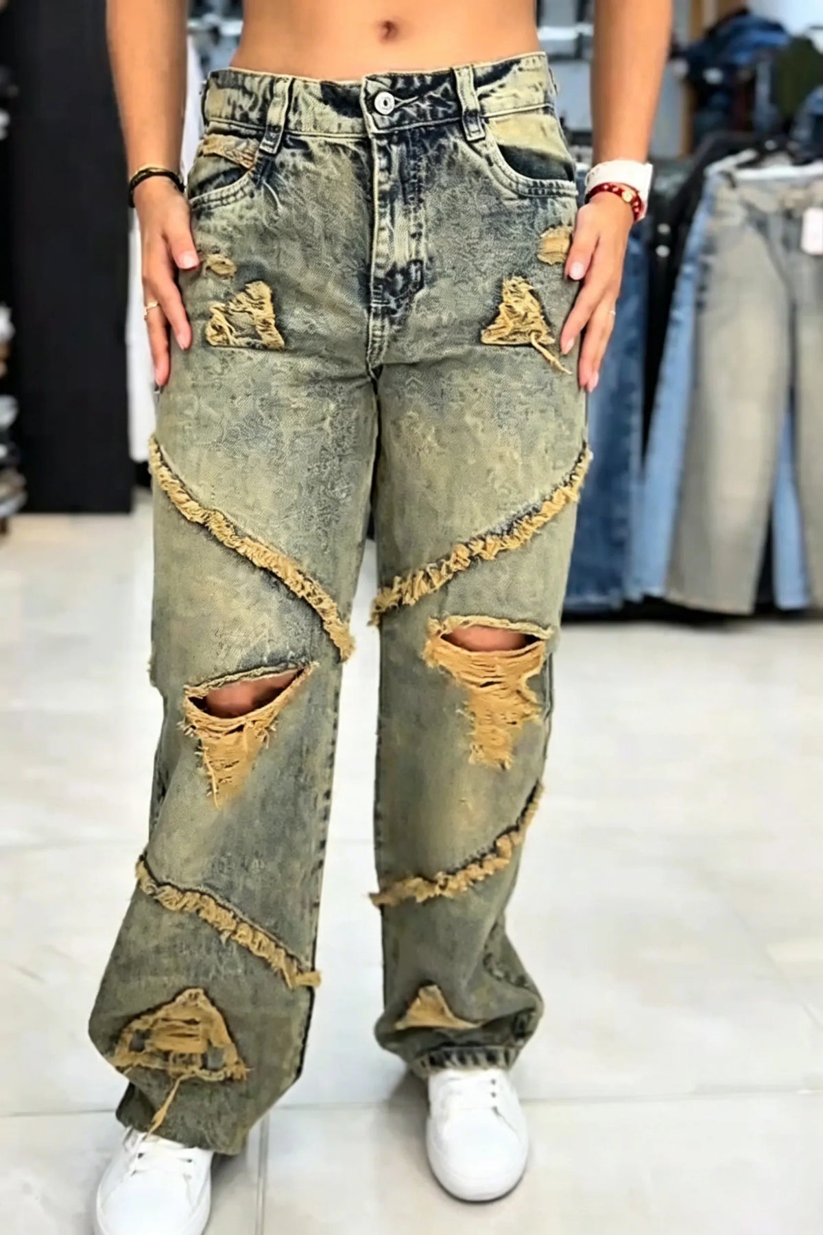 Women's Casual Distressed Ripped Washed Jeans