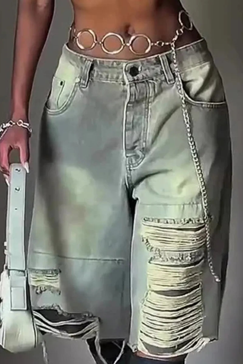 Women's Casual Wide Leg Short Denim Jeans