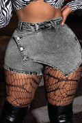 Women's Y2k Style Denim Shorts With Skort Design