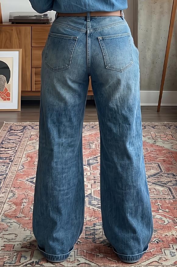 Women's Multi Zipper Cutout Wide Leg Jeans High Waist Convertible Slash Knee Baggy Denim Pants Streetwear Festival Outfit