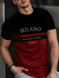 Men's Business Stripe Logo Print Short Sleeve T-Shirt