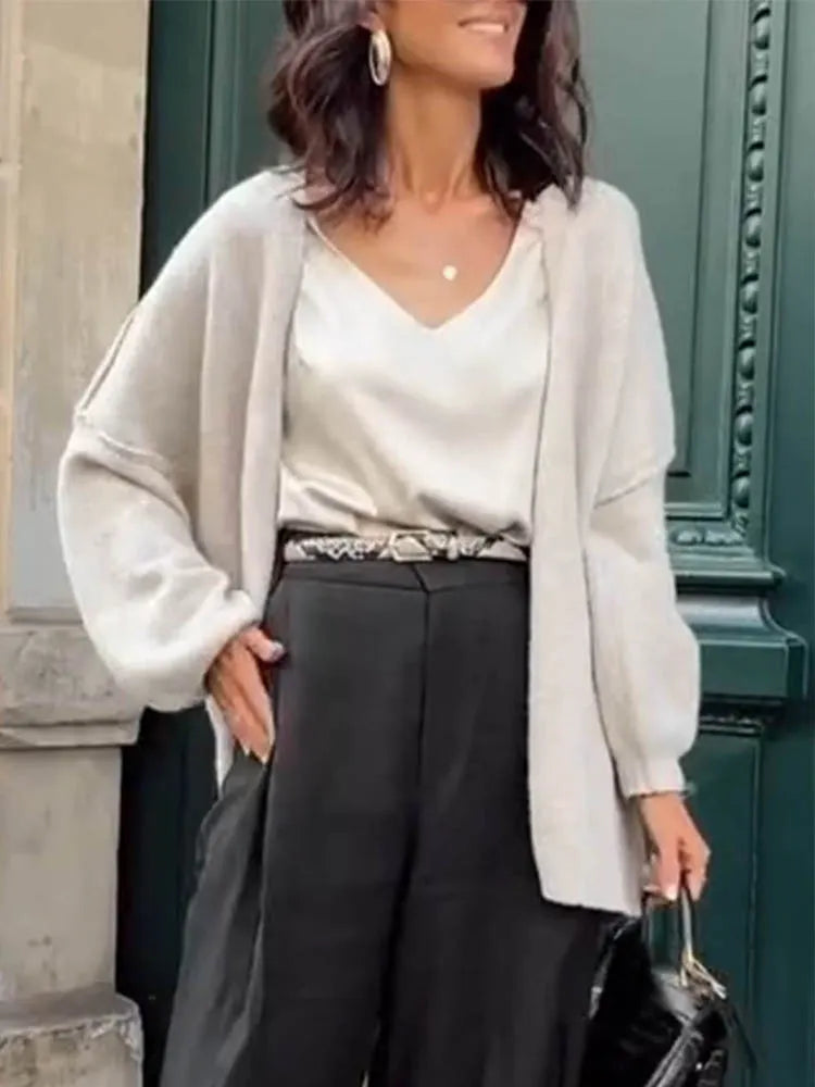 Women Solid Color Casual Cardigan