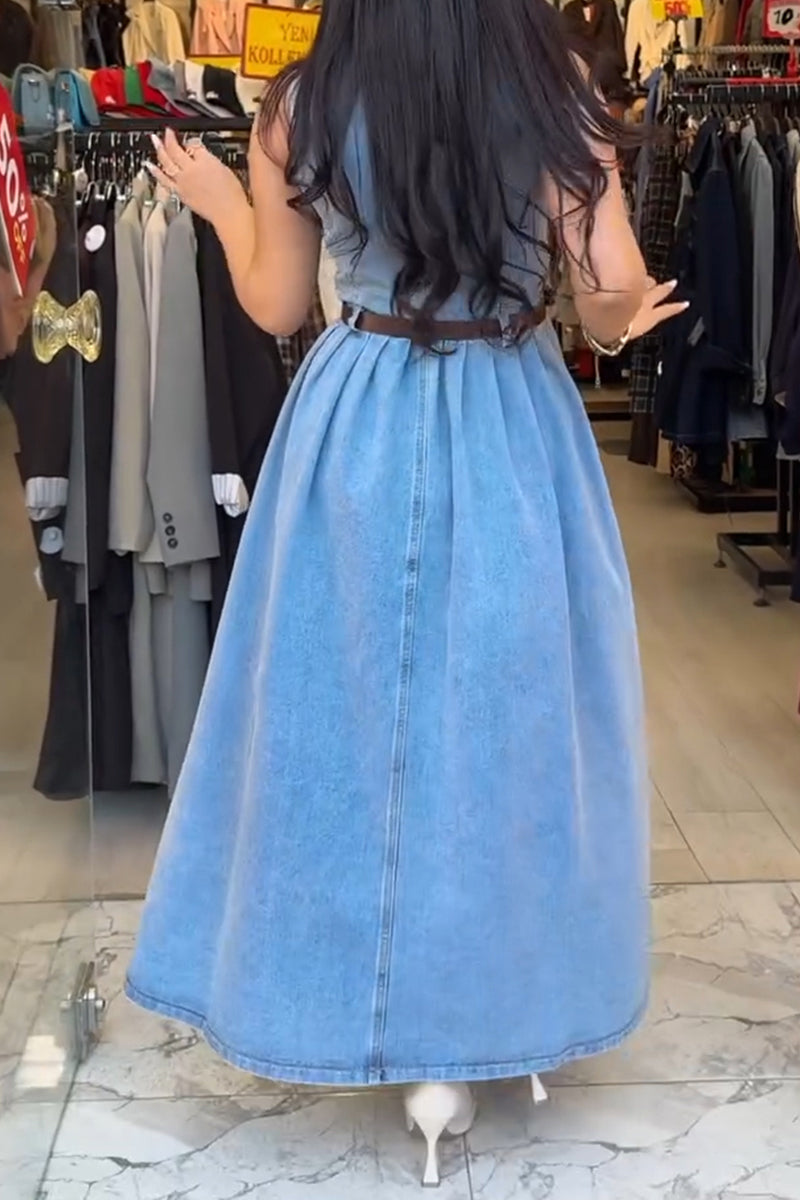 Women‘s Daily A-Line-Hem Cami Denim Dress