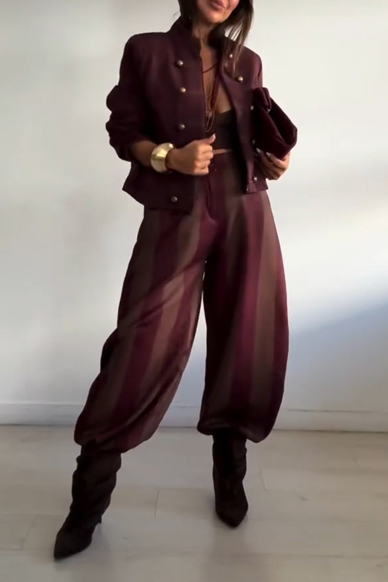 Women's Vertical Contrasting Casual Pants