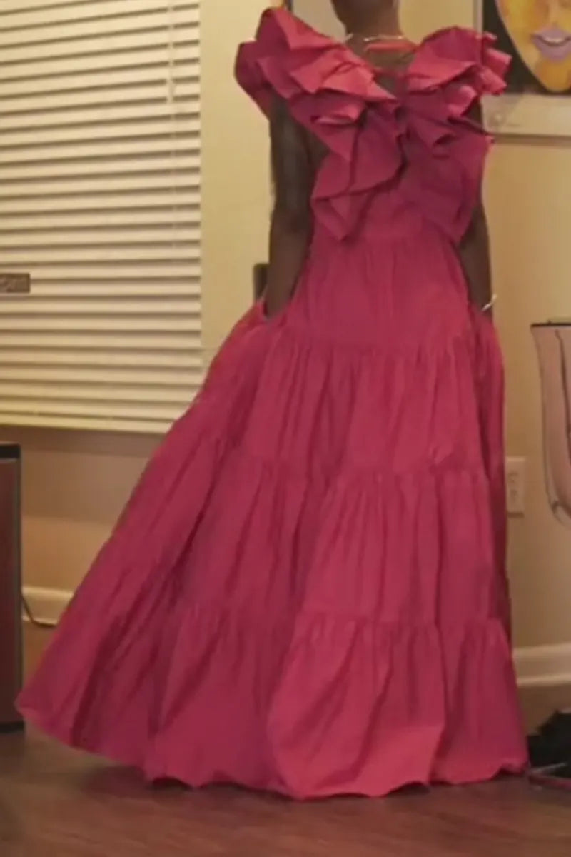 Women's Long Party Dress with Puff Sleeves