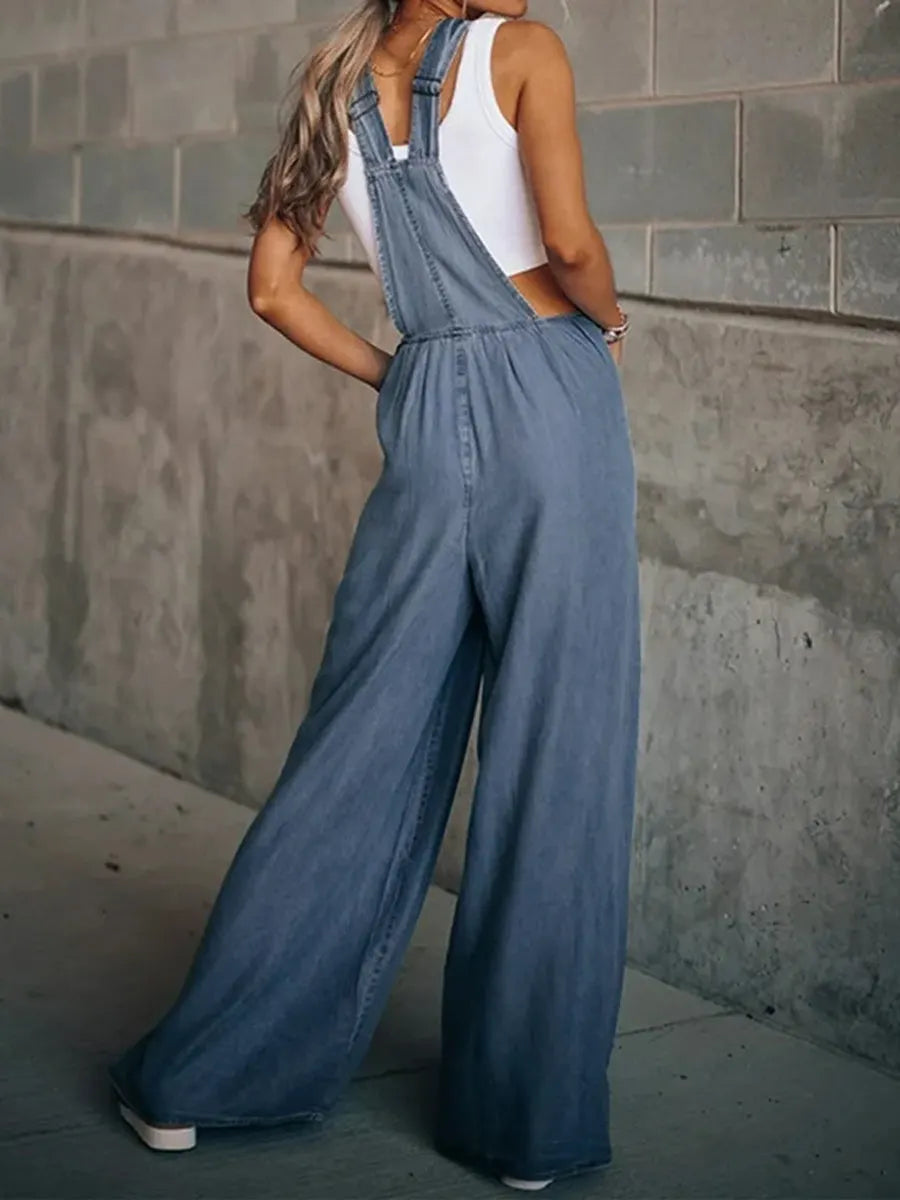 Women's Casual Wide-leg Denim Overalls