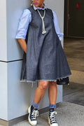 Women's Round Neck Vest Denim Dress