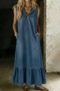 Ladies' Fashion Design Sleeveless Ruffled Denim Skirt