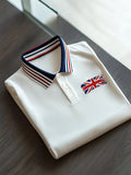 Men's Business Casual Union Jack Button Short Sleeve Polo Shirt