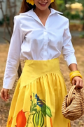 Women's Elegant Casual Collar Shirt or Printed Patchwork Skirt