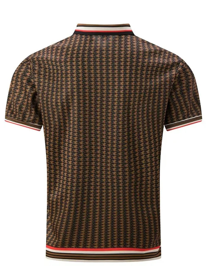 Men's Retro Plaid Casual Polo Shirt