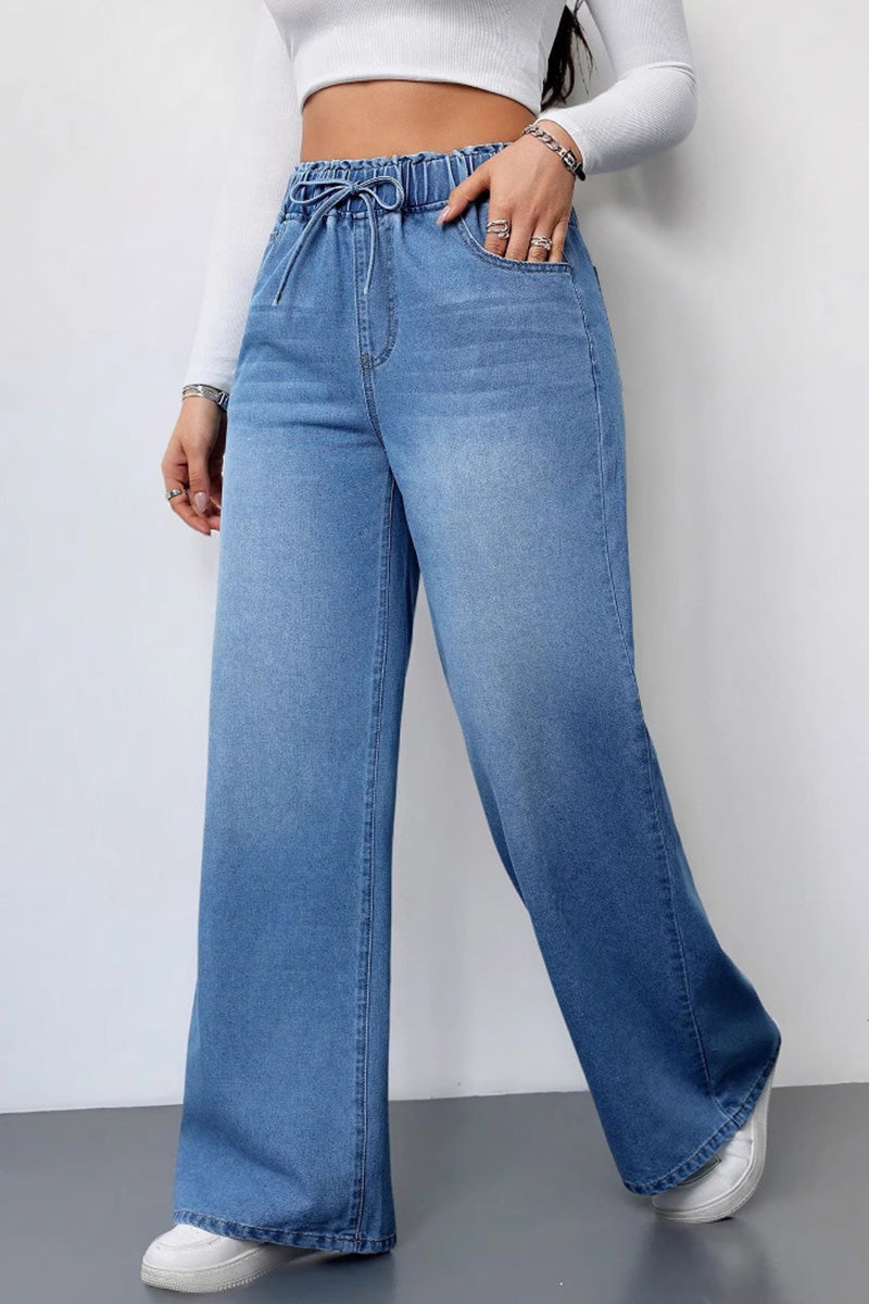 Women's Bow Tie Drawstring Relaxed Fit Jeans