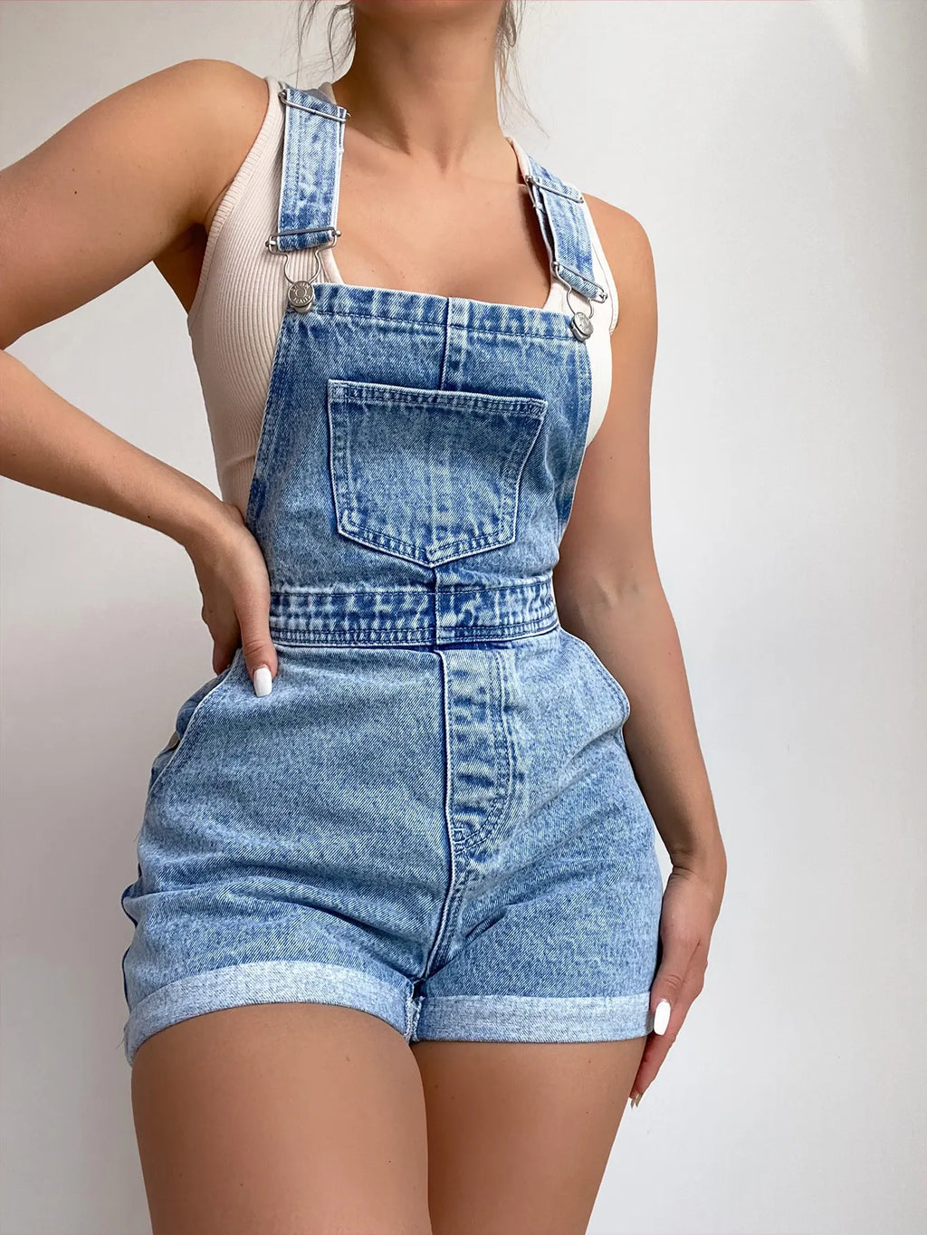Ladies' Summer Hot Selling Casual Short Denim Overalls