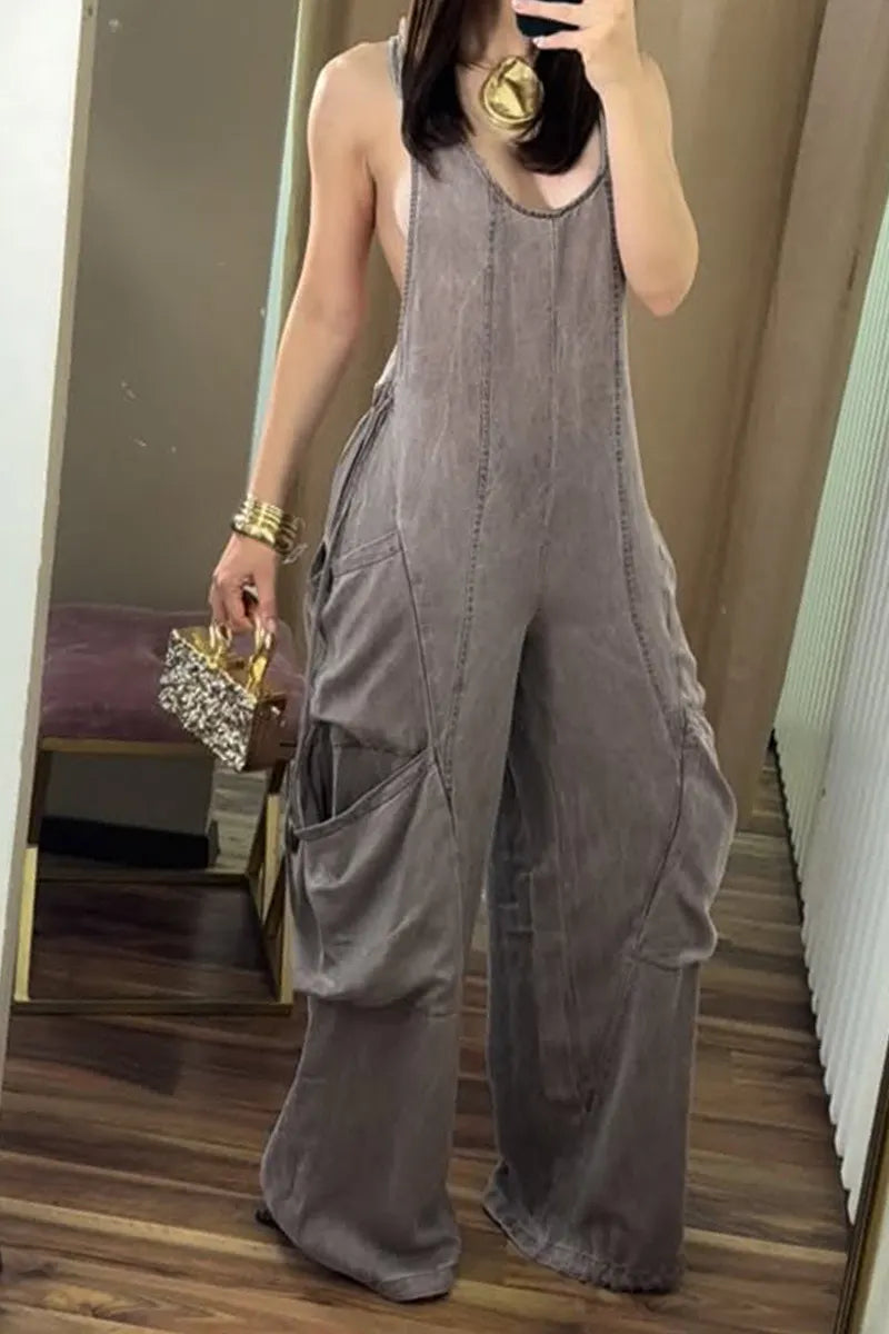 Ladies' Hot Selling Casual Workwear Denim Jumpsuit For Spring And Summer