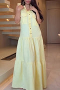 Women's Collar and Buckle Splicing Elegant Casual Dress