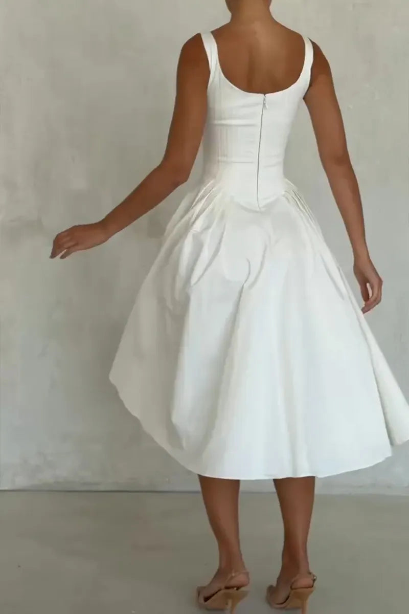 Women's Elegant Pleated Hem Cami Dress