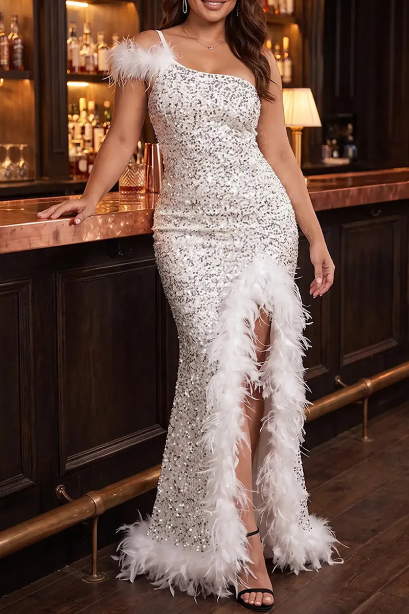 Women's Spaghetti straps Sequins  Bodycon dress