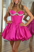 Women's Strapless Patchwork with Rhinestones Elegant Temperament Dinner Party Style Dress