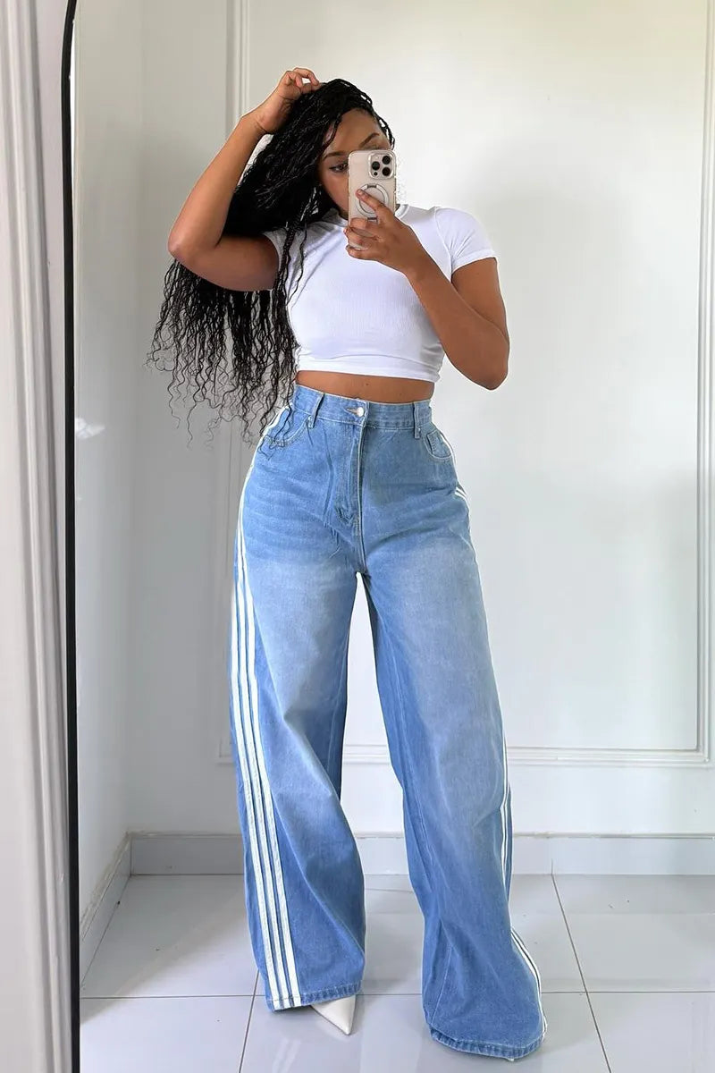 Women's Vintage Side Stripe Washed Jeans