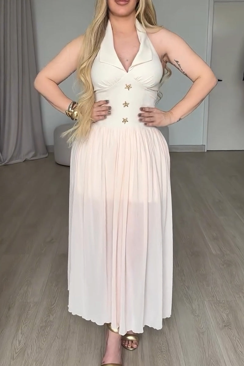 Women's Collar and Waist Cinching Elegant Temperament Dress
