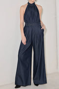 Women's Elegant Halter Neck Denim Jumpsuit