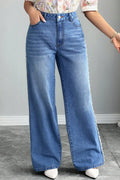 Ladie's Pearl-Embellished Lace Trim Jeans