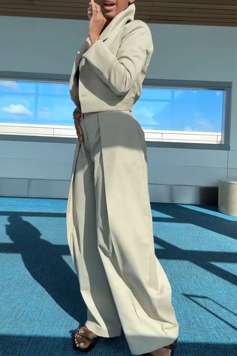 Women's Collar Jacket+ Pants Casual Suit with Temperament
