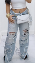 Women's Ripped Patchwork Casual Jeans