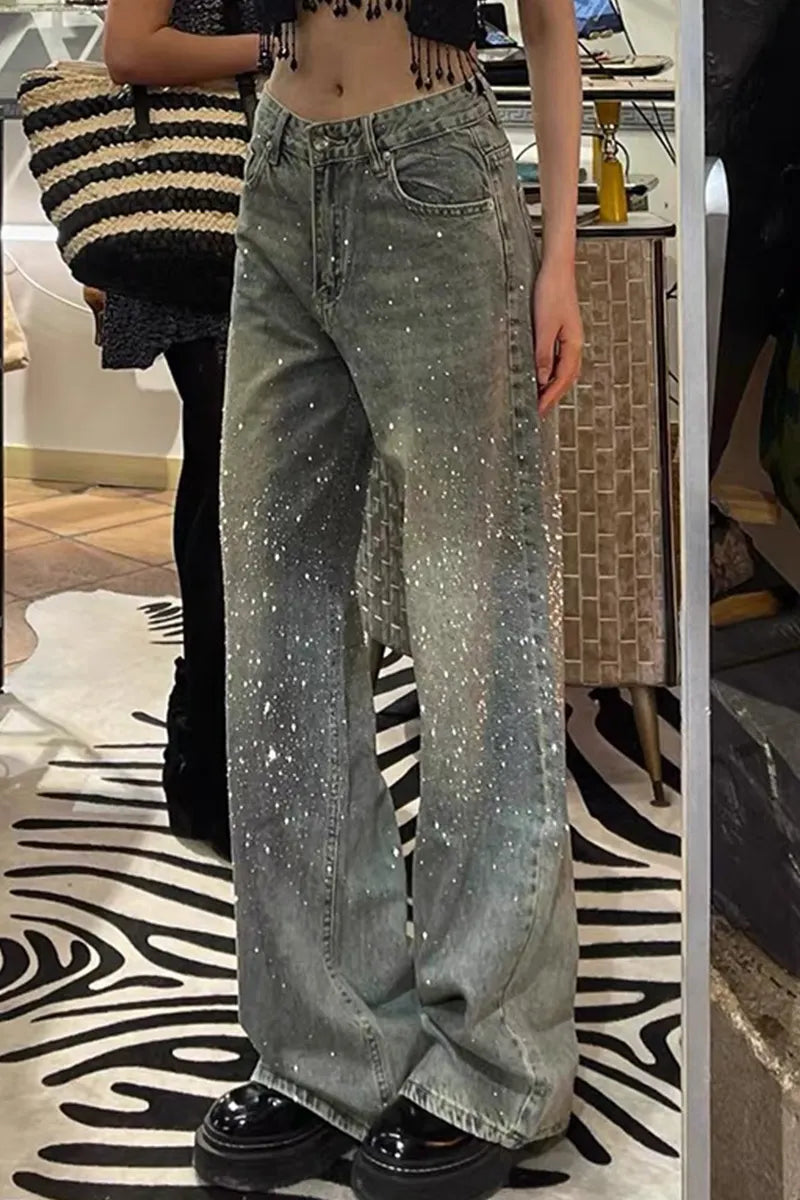 Women's Rhinestone-Embellished Relaxed-Fit Jeans