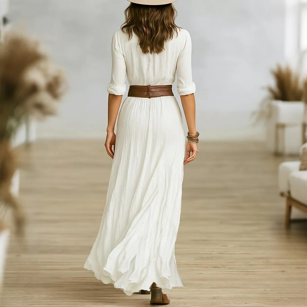 Women's Vintage Elegant White Maxi Dress