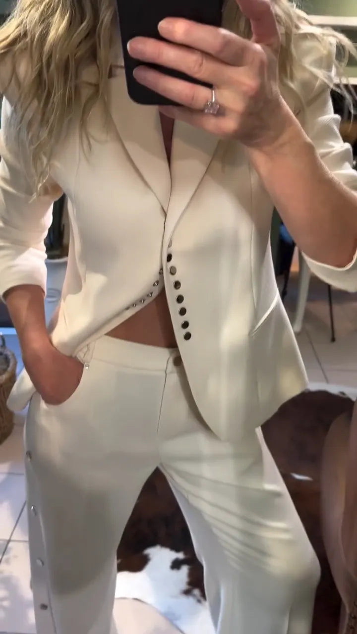 Women Collar Jacket+ Pants Temperament Commuting Suit